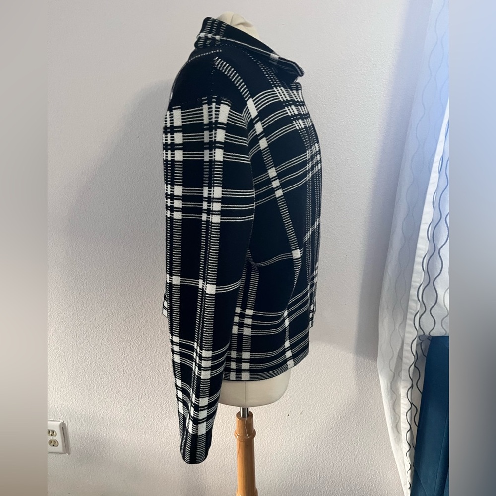 Chaps plaid zip up moto sweater jacket - Picture 4 of 6